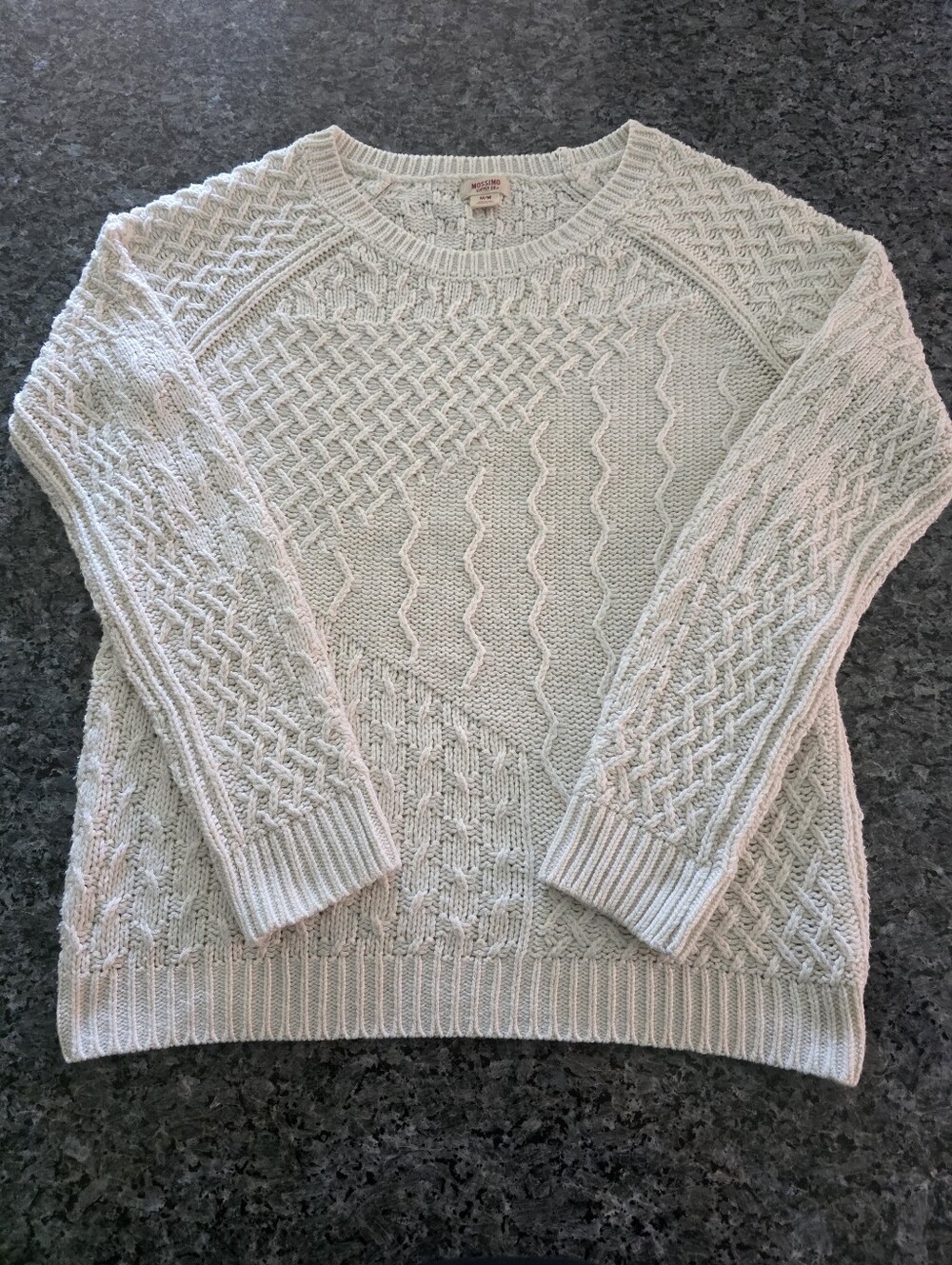Mossimo Supply Co. Cream Cable Knit Crewneck Sweater Sz Medium